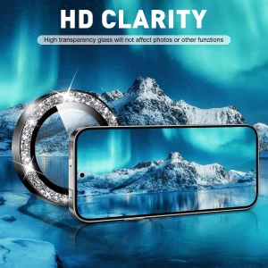 Стъклен протектор за камера с камъни за Samsung Galaxy Z Flip7 5G, черен 4