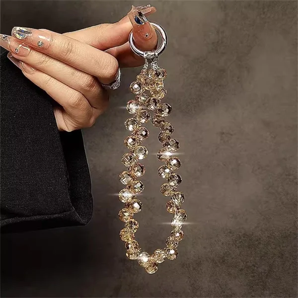 Universal phone strap 14cm Crystal Bead Clear, gold 3