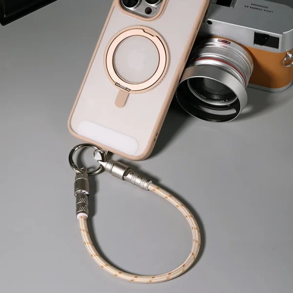 Универсална връзка за телефон ROCK 30cm с кабел Type-C to Type-C Cable, 60W, Fast Charging, бежов 3