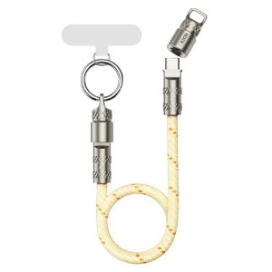 Универсална връзка за телефон ROCK 30cm с кабел Type-C to Type-C Cable, 60W, Fast Charging, бежов