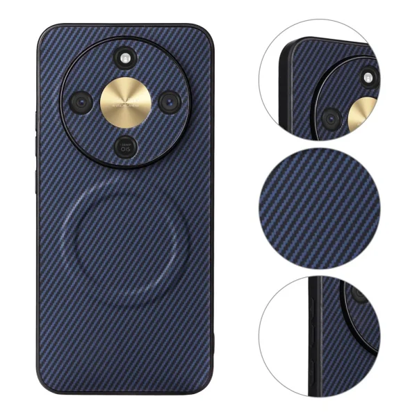 Калъф MagSF Carbon Texture Leather за Honor Magic8 Lite, син 3