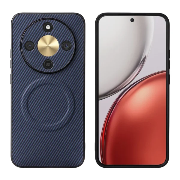 Калъф MagSF Carbon Texture Leather за Honor Magic8 Lite, син 1