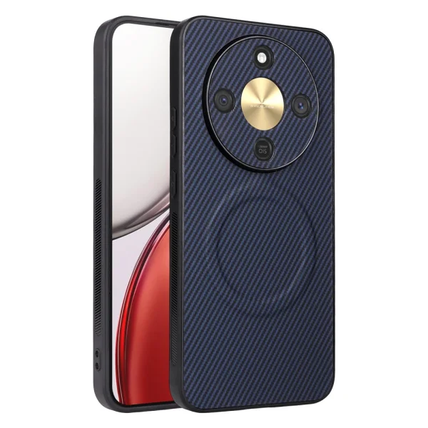 Калъф MagSF Carbon Texture Leather за Honor Magic8 Lite, син 2