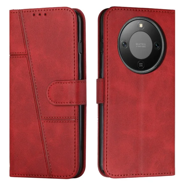 Калъф тефтер Foldable Stand Wallet за Honor Magic8 Lite, червен 1