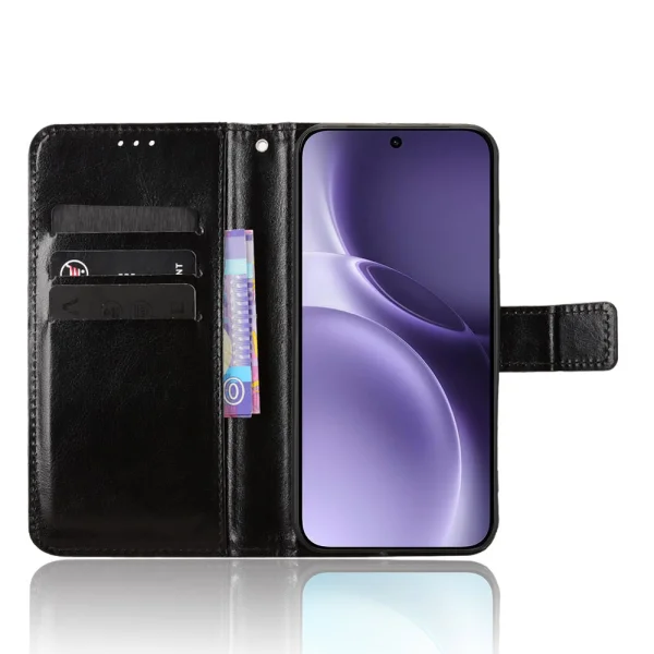 Crazy Horse Flip Case for Vivo X300 Pro 5G, black 3