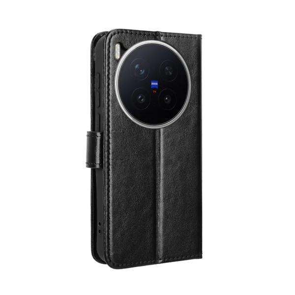 Crazy Horse Flip Case for Vivo X300 Pro 5G, black 5