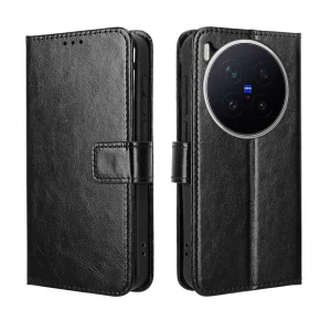Crazy Horse Flip Case for Vivo X300 Pro 5G, black 6