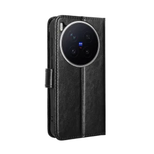 Crazy Horse Flip Case for Vivo X300 Pro 5G, black 5