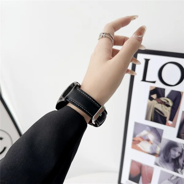 Leather strap Nappa Texture (width 22mm) for Huawei Watch GT 5 46mm, black 4