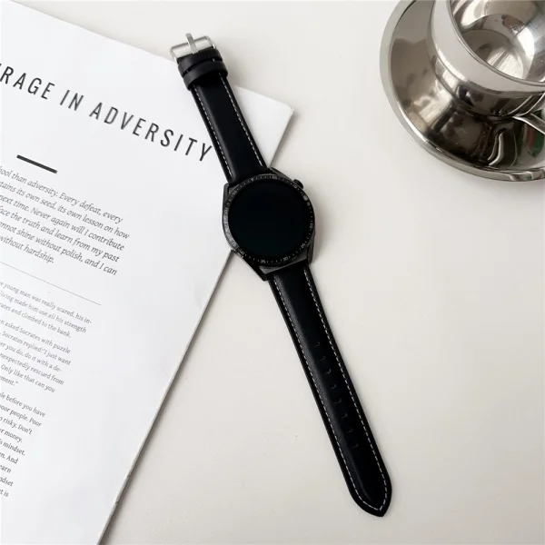 Leather strap Nappa Texture (width 22mm) for Huawei Watch GT 5 46mm, black 2