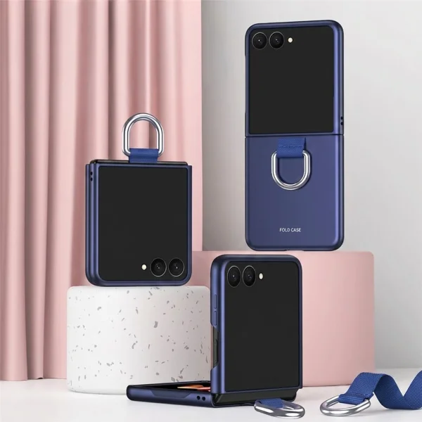 Калъф Skin Feel Ring Holder за Samsung Galaxy Z Flip8, тъмно син 2