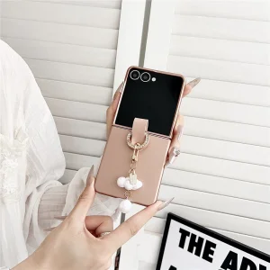 Калъф за Samsung Galaxy Z Flip8 с перлена висулка, розов 3