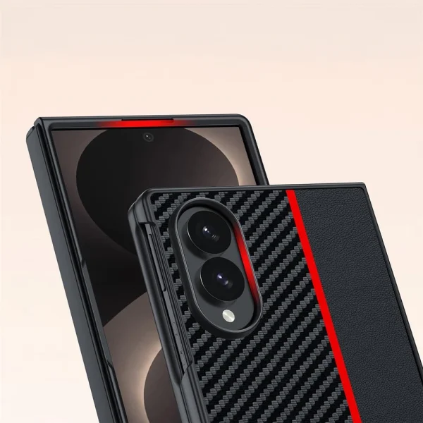 Калъф Leather + PC за Samsung Galaxy Z Fold8, черен-червен 3