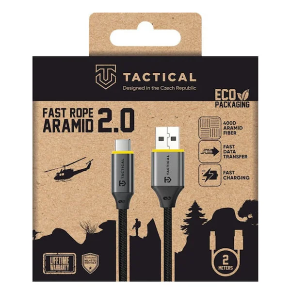 Кабел Tactical Fast Rope Aramid 2.0, USB-A/USB-C, 2m, черен 3