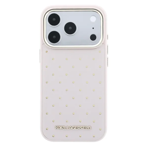Karl Lagerfeld PU Perforated Gold Dots Case, Compatible with MagSafe Case for iPhone 18 Pro Max, Pink 3