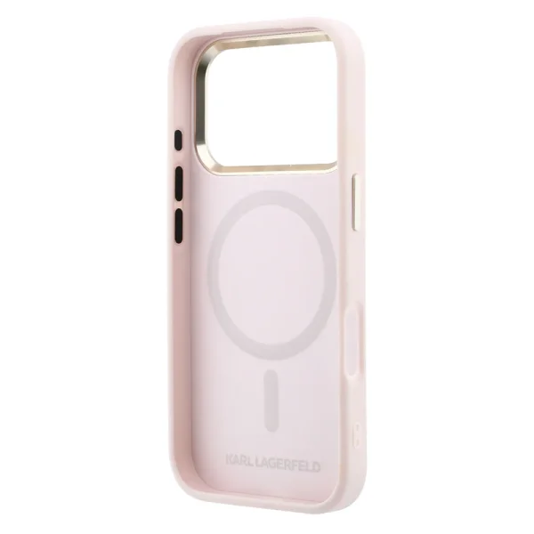 Karl Lagerfeld PU Perforated Gold Dots Case, Compatible with MagSafe Case for iPhone 18 Pro Max, Pink 6