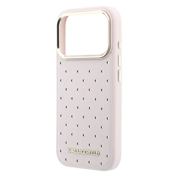 Karl Lagerfeld PU Perforated Gold Dots Case, Compatible with MagSafe Case for iPhone 18 Pro Max, Pink 5