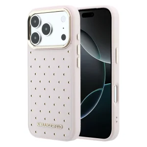 Калъф Karl Lagerfeld PU Perforated Gold Dots, съвместим с MagSafe Case за iPhone 18 Pro Max, розов