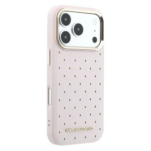 Karl Lagerfeld PU Perforated Gold Dots Case, Compatible with MagSafe Case for iPhone 18 Pro Max, Pink 4