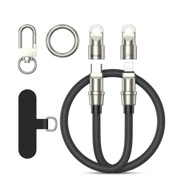 Кабел с връзка BWOO Lanyard Cable USB-C към Lightning, 0.3m, 27W, черен 2