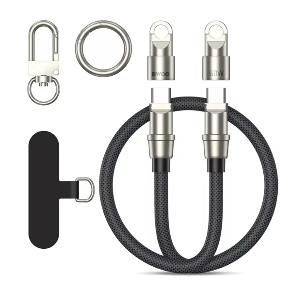 Lanyard Cable BWOO Lanyard Cable USB-C to USB-C, 0.3m, 60W, black 2
