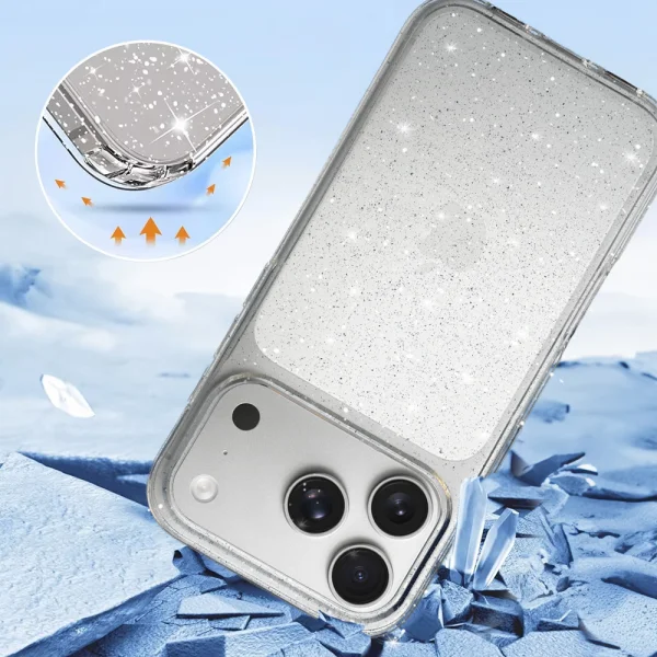 Crystal Glitter case for iPhone 17 Pro / 18 Pro, silver 3