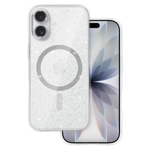 Glitter case, compatible with Magsafe for iPhone 17, transparent 1