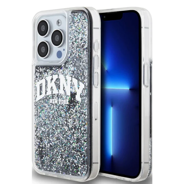 DKNY Liquid Glitter Arch Logo Case for iPhone 15 Pro, black 1