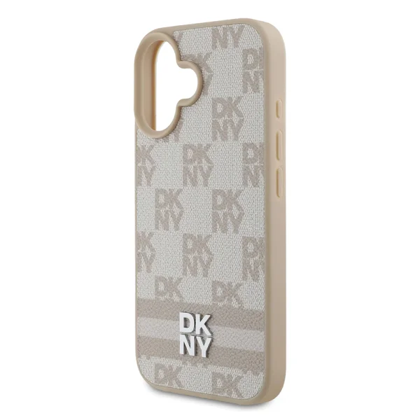 Калъф DKNY PU Leather Checkered Pattern and Stripe Case за iPhone 16, розов 4