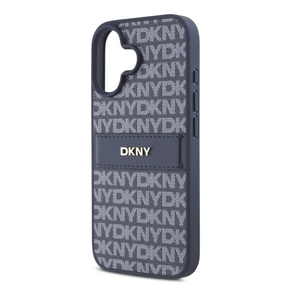 Калъф DKNY PU Leather Repeat Pattern Tonal Stripe Case за iPhone 16, син 4
