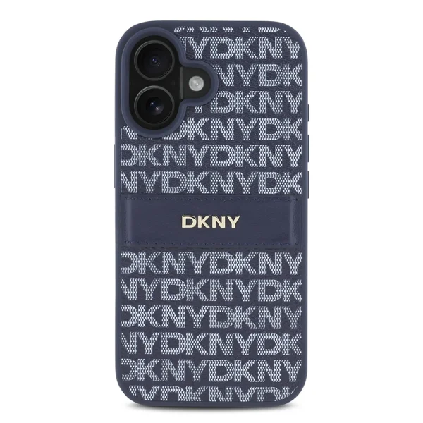 Калъф DKNY PU Leather Repeat Pattern Tonal Stripe Case за iPhone 16, син 2
