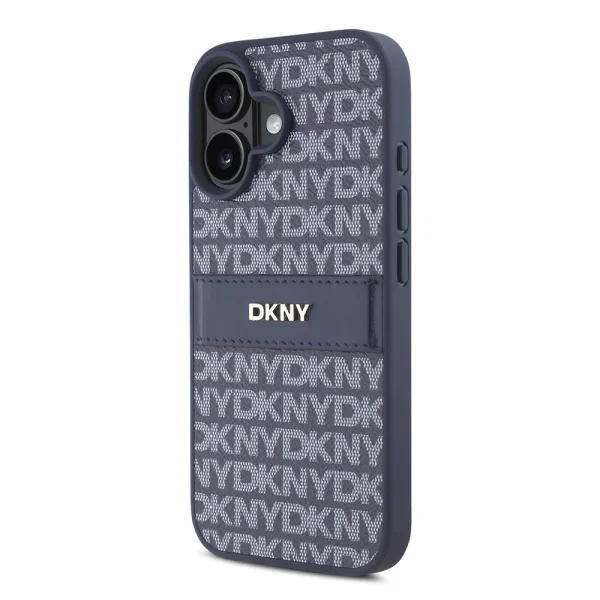 Калъф DKNY PU Leather Repeat Pattern Tonal Stripe Case за iPhone 16, син 3