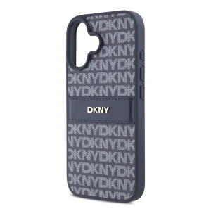 Калъф DKNY PU Leather Repeat Pattern Tonal Stripe Case за iPhone 16, син 4