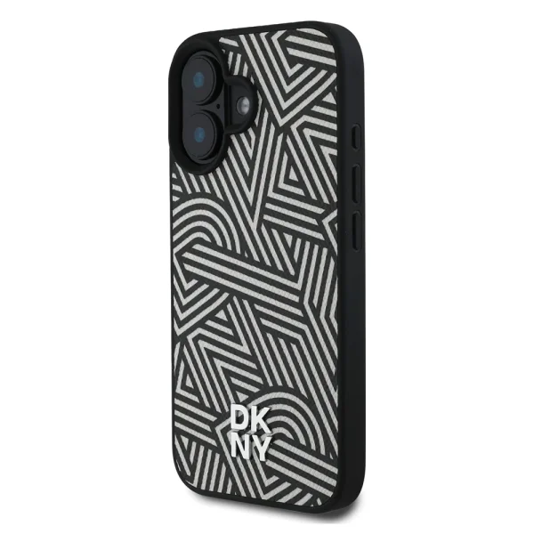 Калъф DKNY PU Leather Crosswalk Pattern, съвместим с Magsafe Case за iPhone 16, черно-бял 2