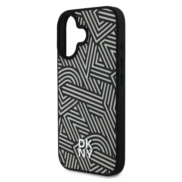 Калъф DKNY PU Leather Crosswalk Pattern, съвместим с Magsafe Case за iPhone 16, черно-бял 5