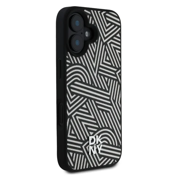 Калъф DKNY PU Leather Crosswalk Pattern, съвместим с Magsafe Case за iPhone 16, черно-бял 4