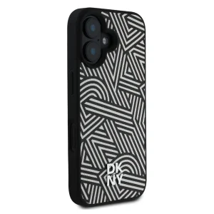 Калъф DKNY PU Leather Crosswalk Pattern, съвместим с Magsafe Case за iPhone 16, черно-бял 4