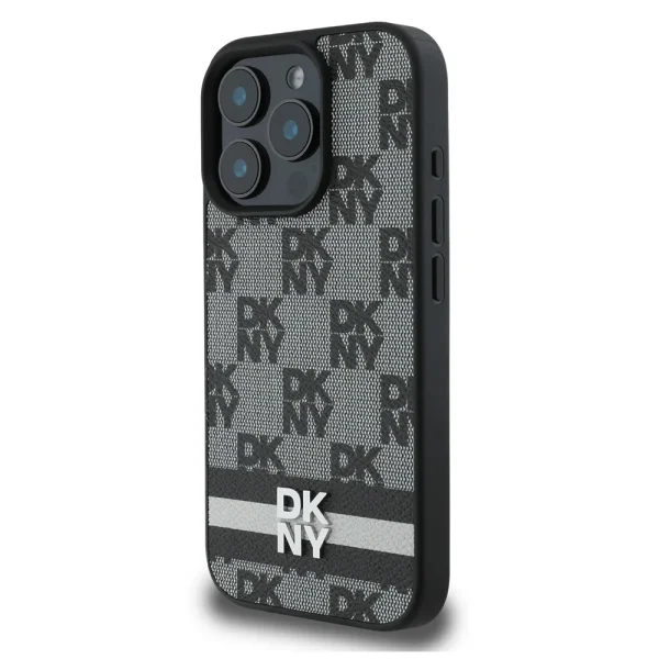 Калъф DKNY PU Leather Checkered Pattern and Stripe Case за iPhone 16 Pro, черен 3