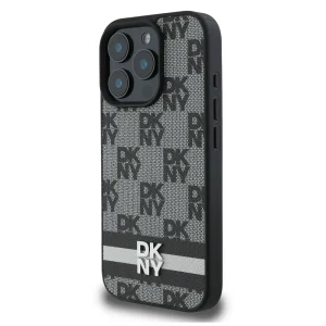 Калъф DKNY PU Leather Checkered Pattern and Stripe Case за iPhone 16 Pro, черен 3