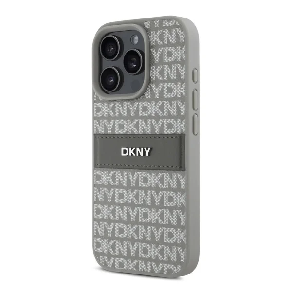 Калъф DKNY PU Leather Repeat Pattern Tonal Stripe Case за iPhone 16 Pro, бежов 3