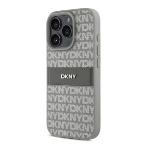 Калъф DKNY PU Leather Repeat Pattern Tonal Stripe Case за iPhone 16 Pro, бежов 3