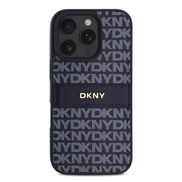 Калъф DKNY PU Leather Repeat Pattern Tonal Stripe Case за iPhone 16 Pro, син 2