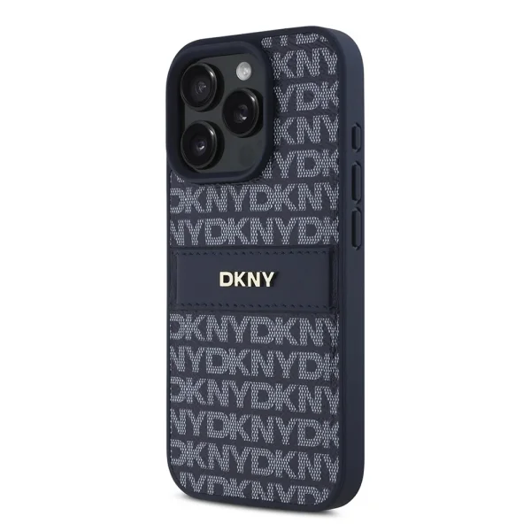 Калъф DKNY PU Leather Repeat Pattern Tonal Stripe Case за iPhone 16 Pro, син 3