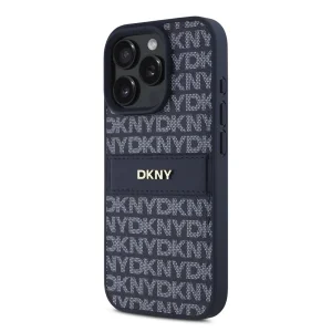 Калъф DKNY PU Leather Repeat Pattern Tonal Stripe Case за iPhone 16 Pro, син 3