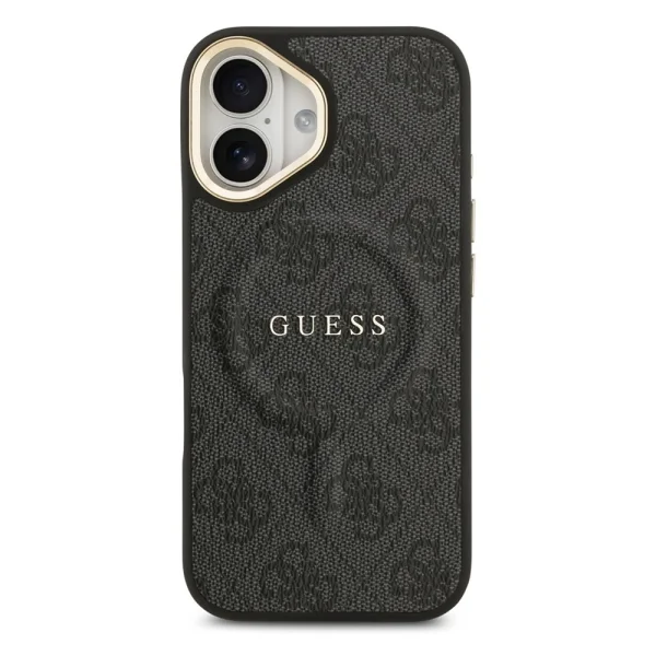 Guess PU Leather 4G Gold Frame case, compatible with Magsafe for iPhone 17, black 2