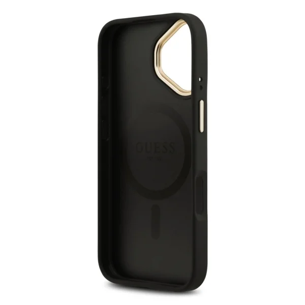 Guess PU Leather 4G Gold Frame case, compatible with Magsafe for iPhone 17, black 6