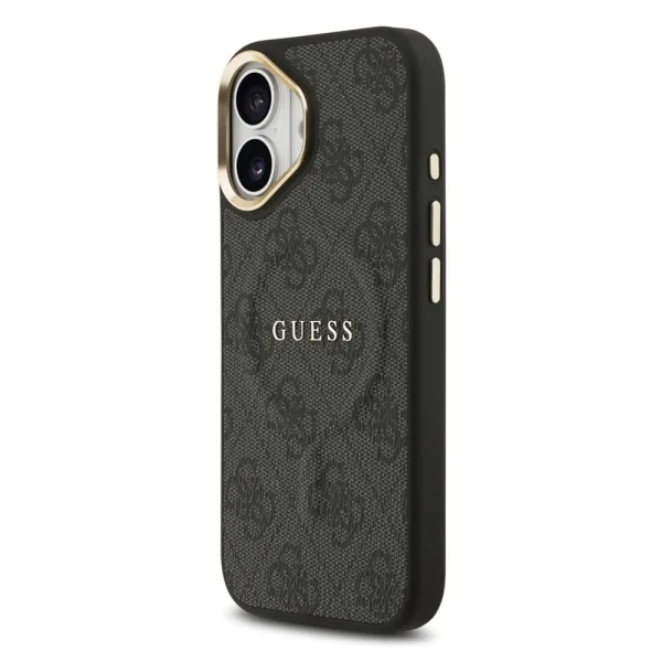 Guess PU Leather 4G Gold Frame case, compatible with Magsafe for iPhone 17, black 3