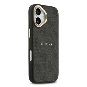 Guess PU Leather 4G Gold Frame case, compatible with Magsafe for iPhone 17, black 4
