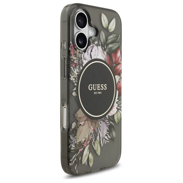 Guess IML Flowers Strap, MagSafe Compatible Case for iPhone 17, black 2