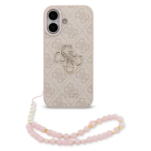 Калъф Guess PU 4G Metal Logo Strap Case за iPhone 17, розов
